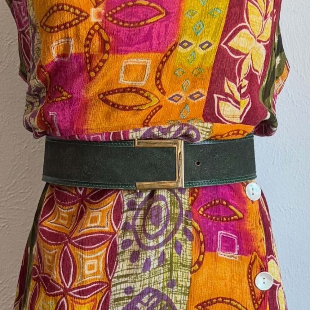 Vintage Anne Klein for Bonwit Teller Forest Green Suede Wide Waist Belt